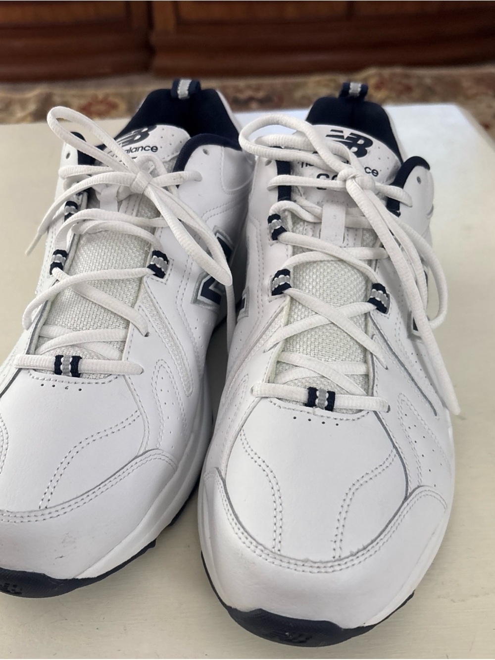 New Balance Men’s White and Navy Athletic Sneakers 608